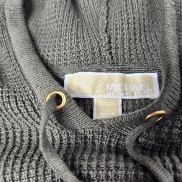 Michael Kors Women's Size Large Green Sweater Sweatshirt Hooded Thermal - Picture 5 of 6